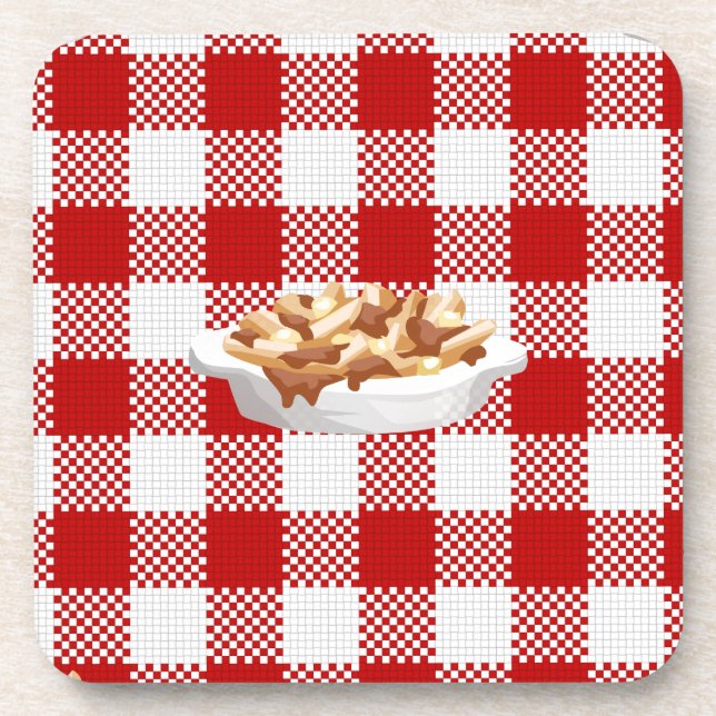 plaid poutine coaster (Front)