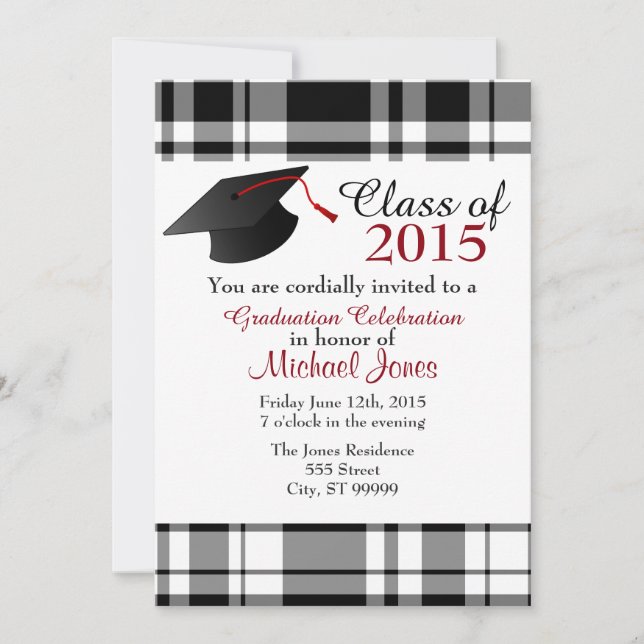 Plaid Print Graduation Invite (Front)