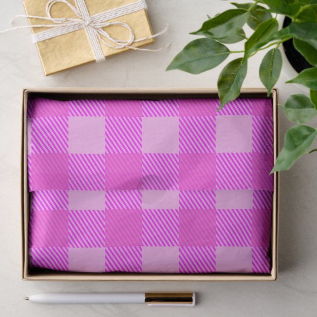 Plaid Print In Pink Custom Tissue Paper (Gift)