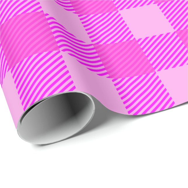 Plaid Print In Pink Custom Wrapping Paper (Roll Corner)