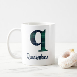 Plaid Print Lowercase Letter q Initial and Name Coffee Mug