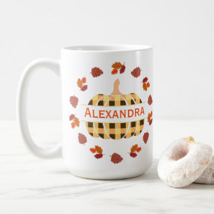 Plaid Pumpkin And Fall Leaves Combo Mug