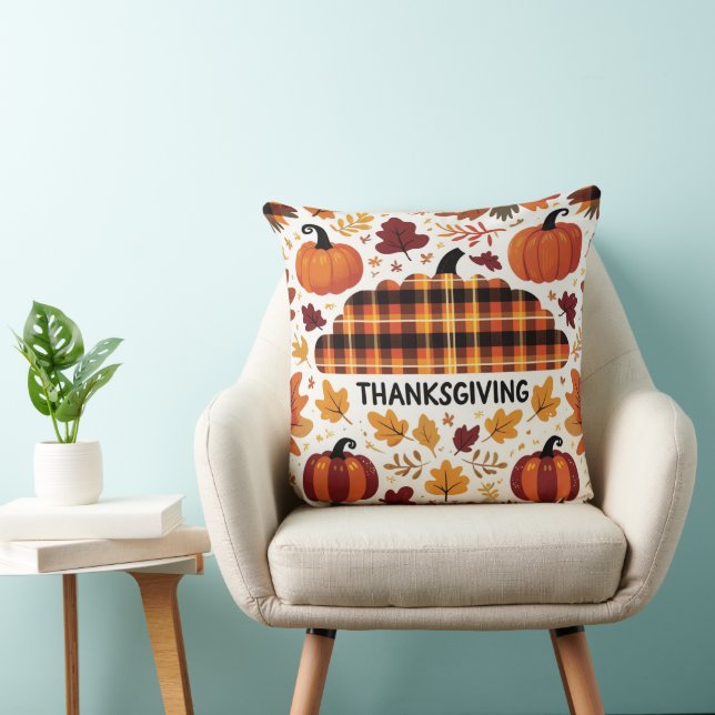 Plaid Pumpkin Parade Cushion (Chair)