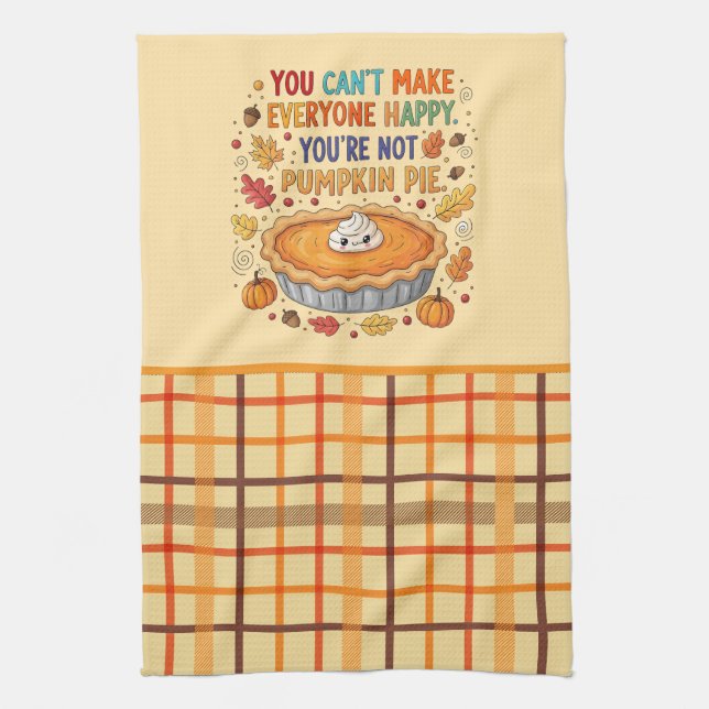 Plaid Pumpkin Pie Baking Funny Autumn Apron Tea Towel (Vertical)