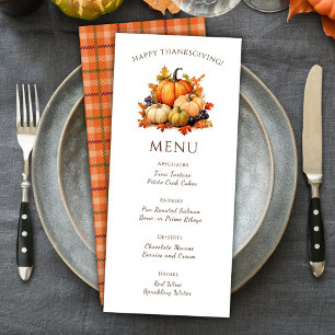 Plaid Pumpkin Thanksgiving Dinner Menu