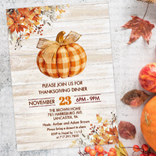 Plaid Pumpkin Thanksgiving Friendsgiving Invitation