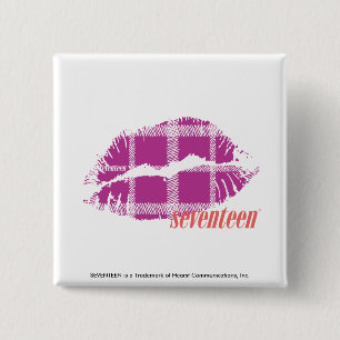 Plaid Purple 15 Cm Square Badge