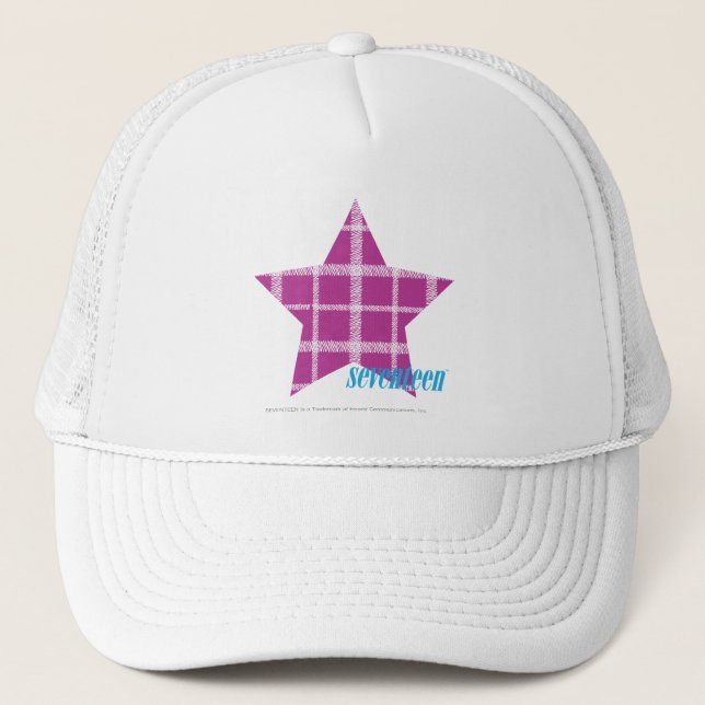 Plaid Purple 3 Trucker Hat (Front)