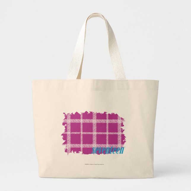 Plaid Purple 4 Large Tote Bag (Front)