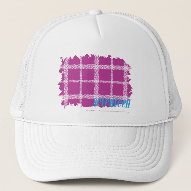 Plaid Purple 4 Trucker Hat (Front)