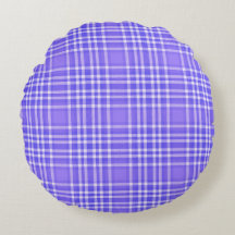 Plaid Purple Simple Round Throw Pillow