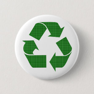 plaid recycle 6 cm round badge