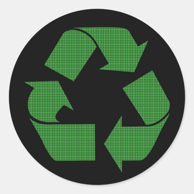 plaid recycle classic round sticker (Front)