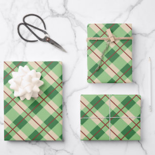 Plaid Red And Green Tartan Checkered Wrapping Paper Sheet