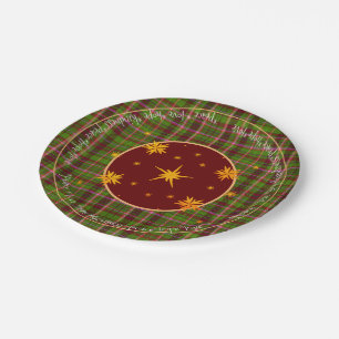 Plaid Red and Green Tarten Christmas  Paper Plate