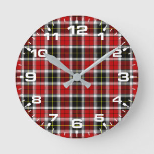 Plaid Red Brown Checks Pattern-52626 Round Clock