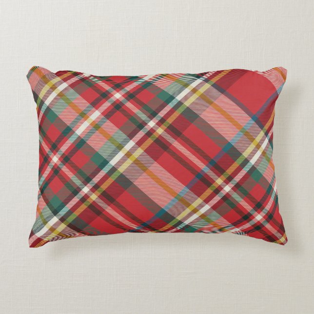 Plaid Red Check Elegant Farmhouse Decorative Cushion (Front)