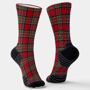 Plaid Red Green Chequered Clan Stewart Tartan Socks