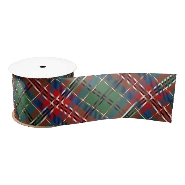 Plaid Red Green Clan MacCulloch Tartan Satin Ribbon (Spool)
