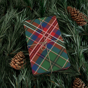 Plaid Red Green Rustic Clan MacCulloch Tartan Wrapping Paper
