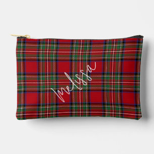 Plaid Red Green Script Stewart Tartan Accessory Pouch
