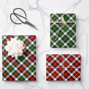 Plaid Red Green White and Black Wrapping Paper Sheet