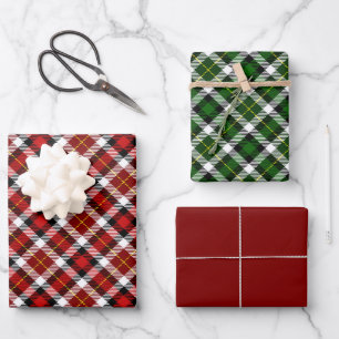  Plaid  Red Green White and Black Wrapping Paper Sheet