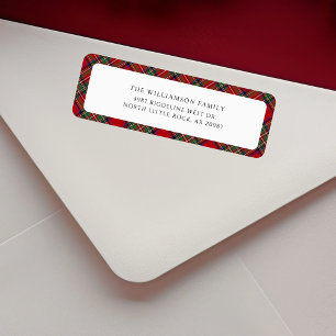Plaid Red Rustic Christmas Tartan Return Address Label