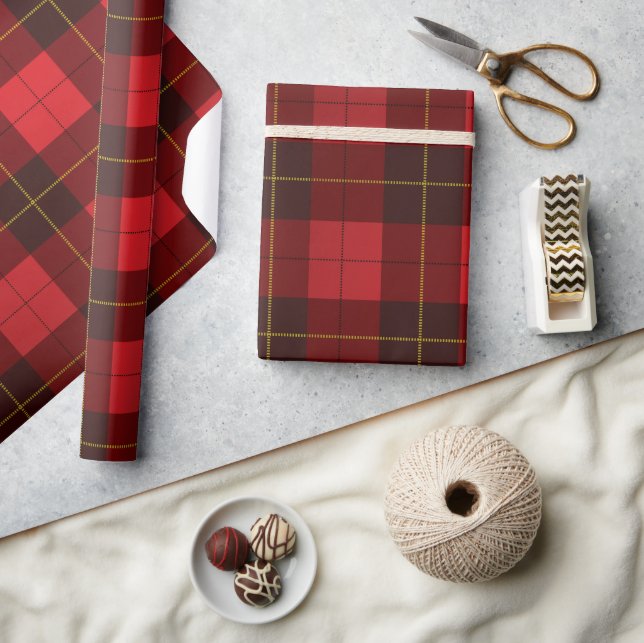 Plaid Red Rustic Christmas Tartan Wrapping Paper (Crafts)