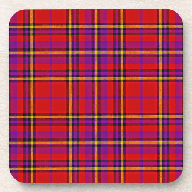 Plaid Red Tartan Swahili Chequered Pattern-54813 Coaster (Front)