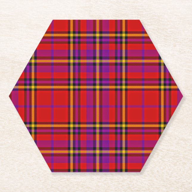 Plaid Red Tartan Swahili Chequered Pattern-54813 Paper Coaster (Front)