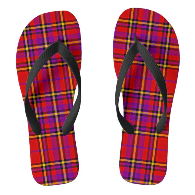 Plaid Red Tartan Swahili Chequered Pattern-54813 Thongs (Footbed)