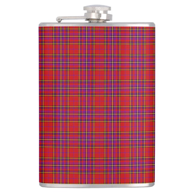 Plaid Red Tartan Swahili Chequered Pattern Hip Flask (Front)