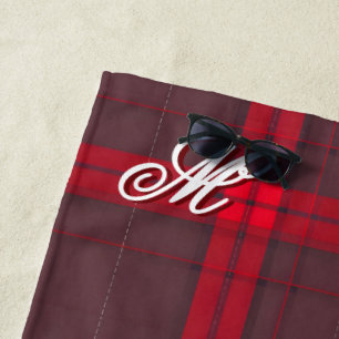 Plaid Red Traditional Tartan Modern Collection Beach Towel