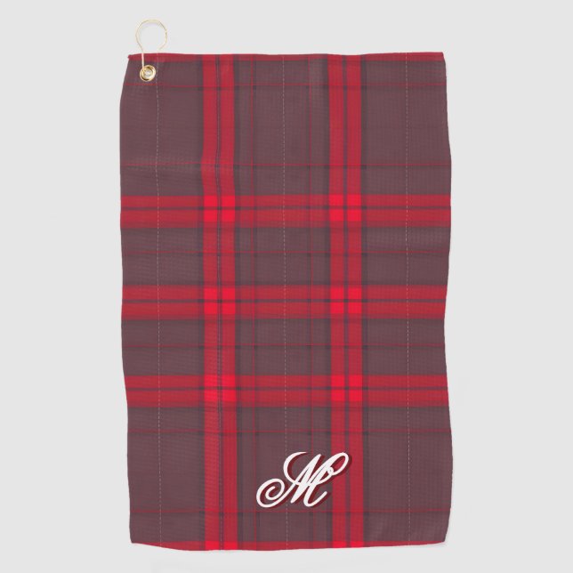 Plaid Red Traditional Tartan Modern Collection Golf Towel (Front)