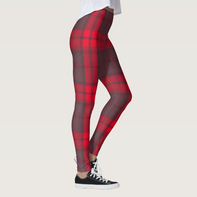 Plaid Red Traditional Tartan Modern Collection Leggings (Right)