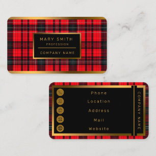 Plaid Red Traditional Tartan Popular Collection Business Card