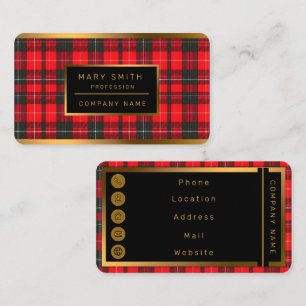 Plaid Red Traditional Tartan Trendy Collection Business Card