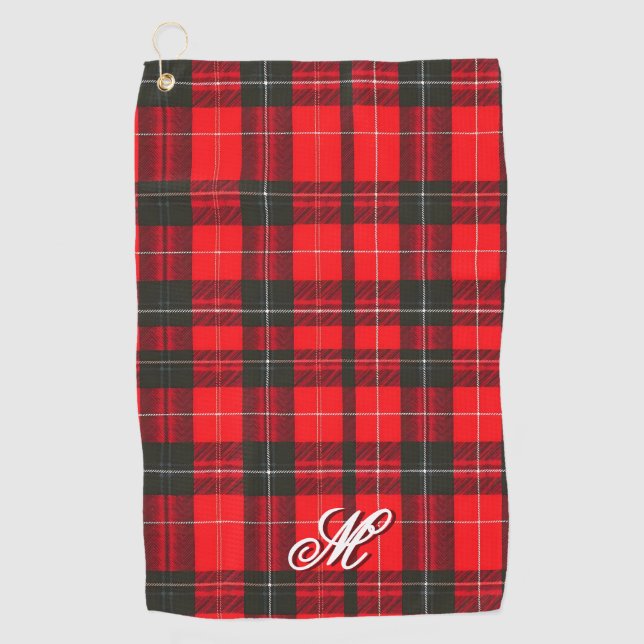 Plaid Red Traditional Tartan Trendy Collection Golf Towel (Front)