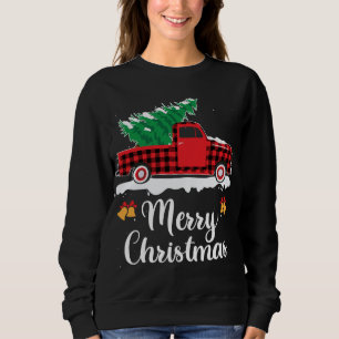 Plaid Red Truck Carrying A Christmas Tree Xmas Fam Sweatshirt