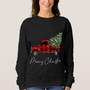 Plaid Red Truck Christmas Merry Christmas Xmas Tre Sweatshirt