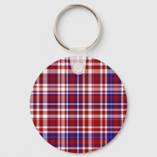 Plaid,Red,White,Blue Coll. 01-KEYCHAIN Key Ring