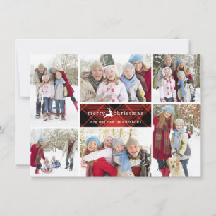 Plaid Reindeer Christmas Collage Holiday Card