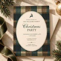 Plaid Reindeer Christmas Party Scalloped Frame