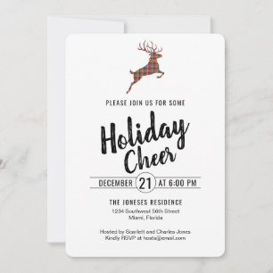 Plaid Reindeer Holiday Cheer Invitation
