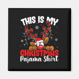 Plaid Reindeer This Is My Christmas Pyjamas Xmas F Magnet