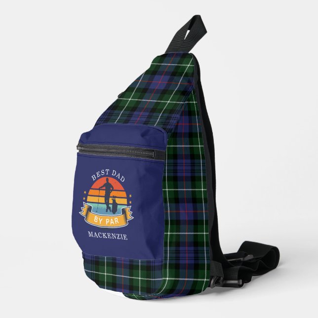 Plaid Retro Best Dad Golf Lover Tartan Sling Bag (Right Corner)