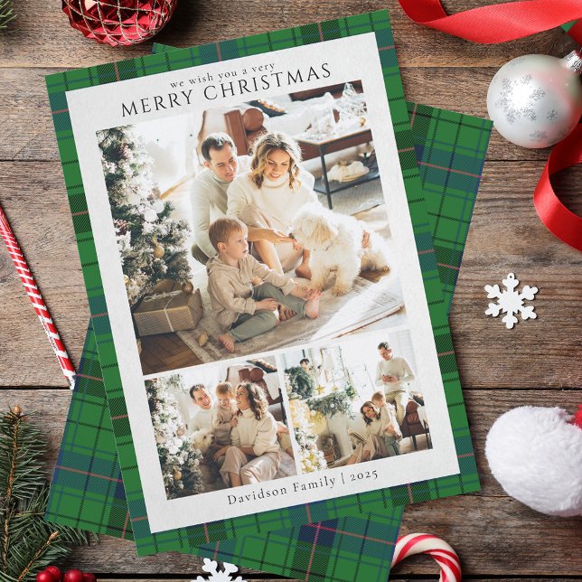 Plaid Retro Christmas Photos Tartan Rustic Holiday Card (Plaid Retro Christmas Photos Tartan Rustic Holiday Card)