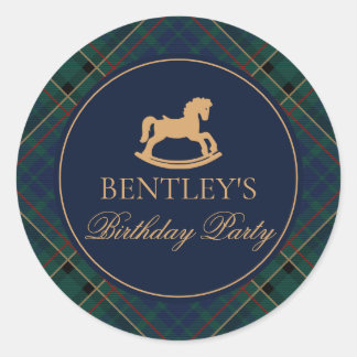 Plaid Rocking Horse Birthday Party Envelope Seal