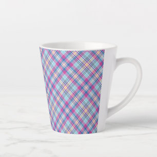 Plaid Royal Blue Black Checks Pattern-52902 Latte Mug